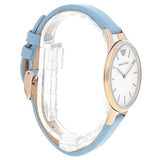 Emporio Armani Aurora Quartz Mother of Pearl White Dial Blue Leather Strap Watch For Women - AR11109 Authentic Buy Shop Now