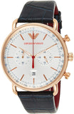 Emporio Armani Aviator Silver Dial Blue Leather Strap Watch For Men - AR11123 Authentic Buy Shop Now