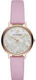 Emporio Armani Kappa Mother Of Pearl White Dial Pink Leather Strap Watch For Women - AR11130 Authentic Buy Shop Now