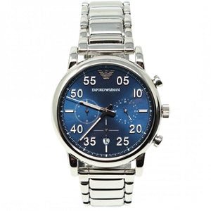Emporio Armani Luigi Chronograph Blue Dial Silver Steel Strap Watch For Men - AR11132 Authentic Buy Shop Now