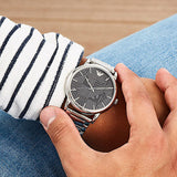 Emporio Armani Classic Quartz Grey Dial Silver Steel Strap Watch For Men - AR11134 Authentic Buy Shop Now