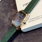 Emporio Armani Gioia Analog Black Mother of Pearl Dial Green Leather Strap Watch For Women - AR11149 Authentic Buy Shop Now