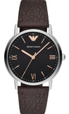 Emporio Armani Kappa Quartz Black Dial Brown Leather Strap Watch For Men - AR11153 Authentic Buy Shop Now