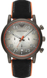 Emporio Armani Chronograph Quartz Grey Dial Black Leather Strap Watch For Men - AR11174 Authentic Buy Shop Now