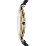 Emporio Armani Arianna Analog Silver Dial Black Leather Strap Watch For Women - AR11200 Authentic Buy Shop Now