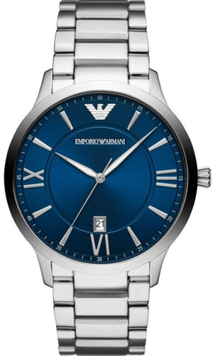 Emporio Armani Giovanni Quartz Blue Dial Silver Steel Strap Watch For Men - AR11227 Authentic Buy Shop Now