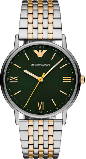 Emporio Armani Kappa Quartz Black Dial Two Tone Mesh Bracelet Watch For Men - AR11228 Authentic Buy Shop Now
