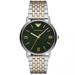 Emporio Armani Kappa Quartz Black Dial Two Tone Mesh Bracelet Watch For Men - AR11228 Authentic Buy Shop Now