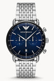 Emporio Armani Aviator Chronograph Blue Dial Silver Steel Strap Watch For Men - AR11238 Authentic Buy Shop Now