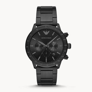 Emporio Armani Mario Chronograph Black Dial Black Steel Strap Watch For Men - AR11242 Authentic Buy Shop Now