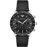 Emporio Armani Mario Chronograph Black Dial Black Leather Strap Watch For Men - AR11243 Authentic Buy Shop Now