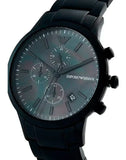 Emporio Armani Renato Chronograph Mother of Pearl Black Dial Black Steel Strap Watch For Men - AR11275 Authentic Buy Shop Now