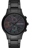 Emporio Armani Renato Chronograph Mother of Pearl Black Dial Black Steel Strap Watch For Men - AR11275 Authentic Buy Shop Now