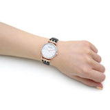 Emporio Armani Gianni T-Bar Mother of Pearl Dial Black Leather Strap Watch For Women - AR11295 Authentic Buy Shop Now