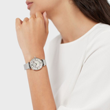 Emporio Armani Gianni T-Bar Quartz Mother of Pearl Dial Silver Mesh Bracelet Watch For Women - AR11319 Authentic Buy Shop Now