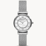 Emporio Armani Gianni T-Bar Quartz Mother of Pearl Dial Silver Mesh Bracelet Watch For Women - AR11319 Authentic Buy Shop Now
