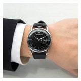 Emporio Armani Aviator Quartz Black Dial Black Leather Strap Watch For Men - AR11336 Authentic Buy Shop Now