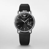 Emporio Armani Aviator Quartz Black Dial Black Leather Strap Watch For Men - AR11336 Authentic Buy Shop Now