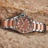 Emporio Armani Diver Quartz Brown Dial Two Tone Steel Strap Watch For Men - AR11340 Authentic Buy Shop Now