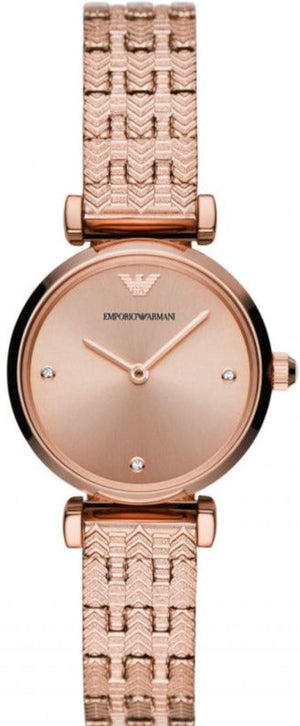 Emporio Armani Gianni T Bar Quartz Rose Gold Dial Rose Gold Steel Strap Watch For Women - AR11342 Authentic Buy Shop Now