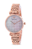 Emporio Armani Gianni T Bar Quartz Mother of Pearl Dial Rose Gold Steel Strap Watch For Women - AR11385 Authentic Buy Shop Now