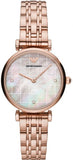 Emporio Armani Gianni T Bar Quartz Mother of Pearl Dial Rose Gold Steel Strap Watch For Women - AR11385 Authentic Buy Shop Now