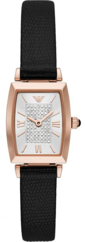 Emporio Armani Gianni T Bar Quartz White Dial Black Leather Strap Watch For Women - AR11408 Authentic Buy Shop Now