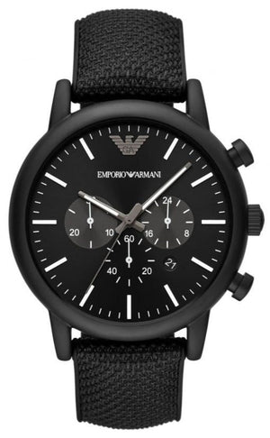 Emporio Armani Luigi Analog Black Dial Black Leather Strap Watch For Men - AR11450 Authentic Buy Shop Now