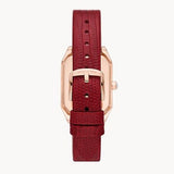 Emporio Armani Gianni T Bar Two-Hand Mother of Pearl Dial Red Leather Strap Watch For Women - AR11467 Authentic Buy Shop Now
