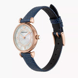 Emporio Armani Gianni T-Bar Analog Mother of Pearl Dial Blue Leather Strap Watch For Women - AR11468 Authentic Buy Shop Now