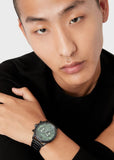 Emporio Armani Mario Chronograph Green Dial Black Steel Strap Watch For Men - AR11472 Authentic Buy Shop Now
