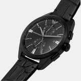 Emporio Armani Claudio Chronograph Black Dial Black Leather Strap Watch For Men - AR11483 Authentic Buy Shop Now