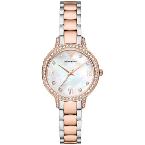 Emporio Armani Cleo Mother of Pearl Dial Two Tone Steel Strap Watch For Women - AR11499 Authentic Buy Shop Now