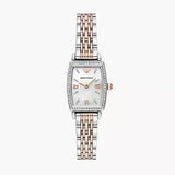 Emporio Armani Gianni T Bar White Mother Of Pearl Dial Two Tone Steel Strap Watch For Women - AR11519 Authentic Buy Shop Now