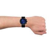 Emporio Armani Mario Chronograph Blue Dial Black Leather Strap Watch For Men - AR11522 Authentic Buy Shop Now