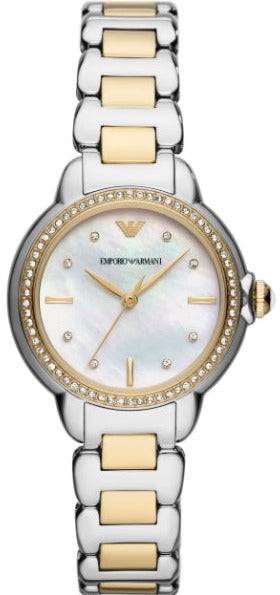 Emporio Armani Mia Quartz Mother of Pearl Dial Two Tone Steel Strap Watch For Women - AR11524 Authentic Buy Shop Now