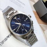 Emporio Armani Claudio Chronograph Blue Dial Silver Steel Strap Watch For Men - AR11541 Authentic Buy Shop Now