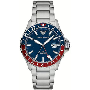 Emporio Armani Sea Explorer GMT Blue Dial Silver Steel Strap Watch For Men - AR11590 Authentic Buy Shop Now
