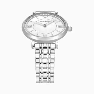 Emporio Armani Gianni T-Bar Mother of Pearl Dial Silver Steel Strap Watch for Women - AR11701 Authentic Buy Shop Now