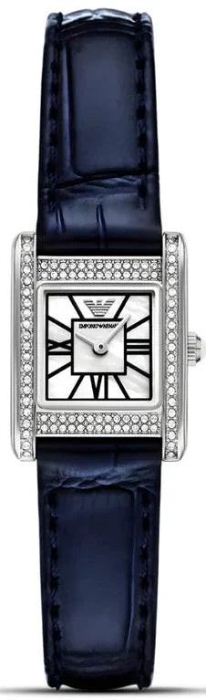 Emporio Armani Genni White Dial Blue Leather Strap Watch for Women - AR11718 Authentic Buy Shop Now