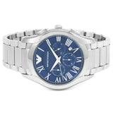Emporio Armani Chronograph Quartz Blue Dial Silver Steel Strap Watch For Men - AR11082 Authentic Buy Shop Now