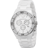 Emporio Armani Ceramic Chronograph White Dial White Ceramic Strap Watch For Men - AR1424 Authentic Buy Shop Now