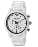Emporio Armani Luigi Chronograph Ceramic White Dial White Ceramic Strap Watch For Men - AR1499 Authentic Buy Shop Now