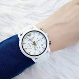 Emporio Armani Luigi Chronograph Ceramic White Dial White Ceramic Strap Watch For Men - AR1499 Authentic Buy Shop Now