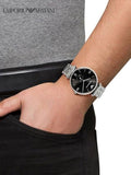 Emporio Armani Retro Black Dial Silver Steel Strap Watch For Men - AR1676 Authentic Buy Shop Now