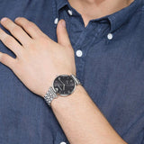 Emporio Armani Retro Black Dial Silver Steel Strap Watch For Men - AR1676 Authentic Buy Shop Now