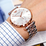 Emporio Armani Retro Silver Dial Two Tone Steel Strap Watch For Men - AR1677 Authentic Buy Shop Now