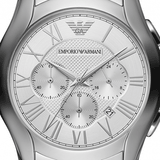 Emporio Armani Velente Chronograph Quartz Silver Dial Silver Steel Strap Watch For Men - AR1702 Authentic Buy Shop Now