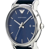 Emporio Armani Classic Quartz Blue Dial Black Leather Strap Watch For Men - AR1731 Authentic Buy Shop Now