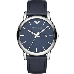 Emporio Armani Classic Quartz Blue Dial Black Leather Strap Watch For Men - AR1731 Authentic Buy Shop Now